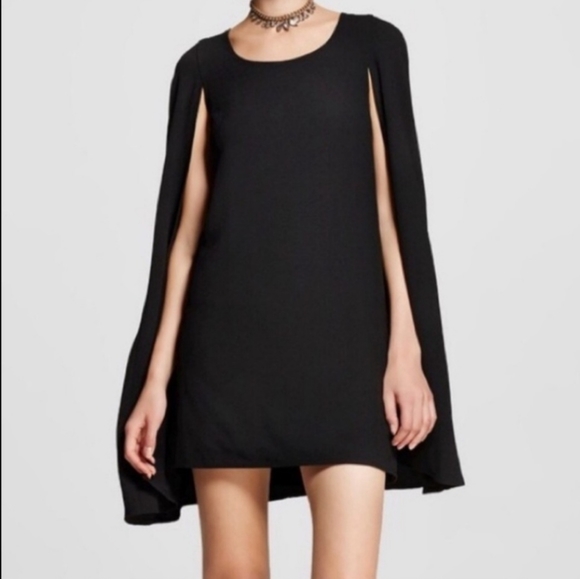 NWOT Nasty Gal cape blk one piece mini dress Sz S - Picture 3 of 11